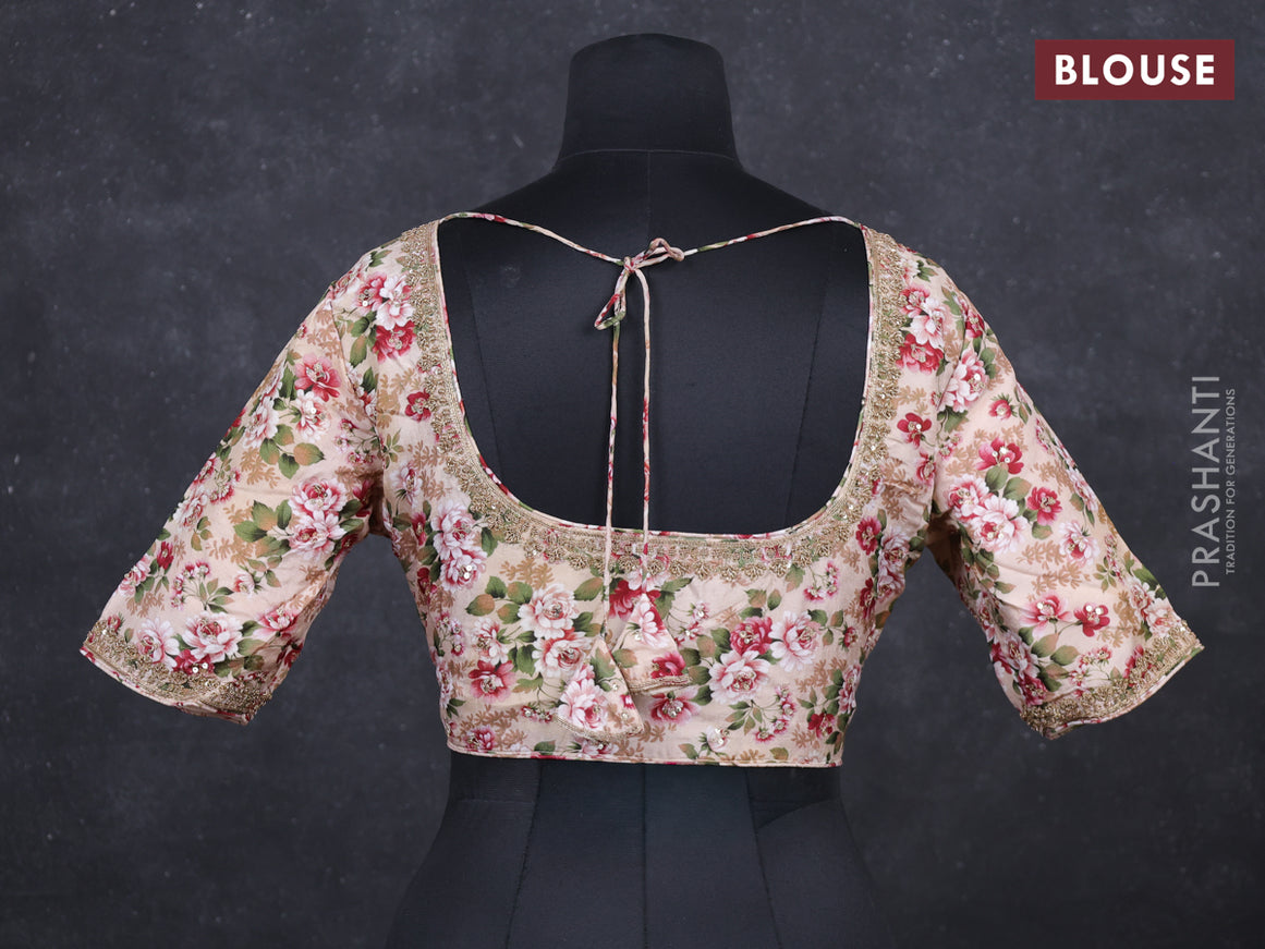 Beige Raw silk readymade blouse