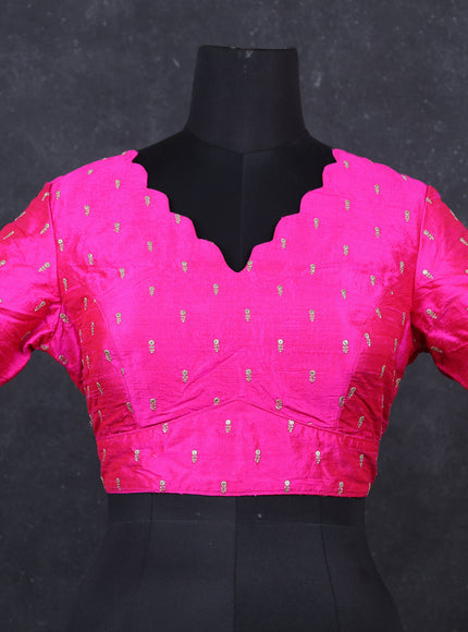 Pink raw silk embroidery readymade blouse pink and