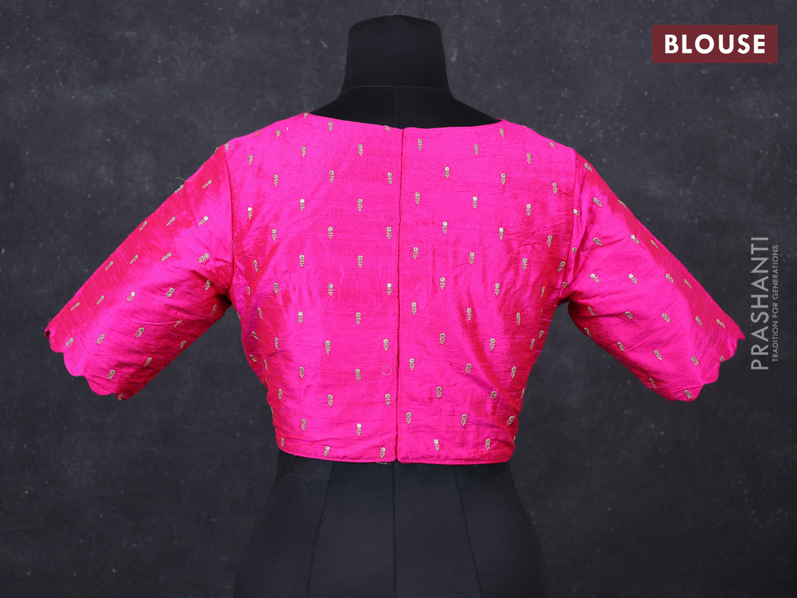 Pink raw silk embroidery readymade blouse pink and