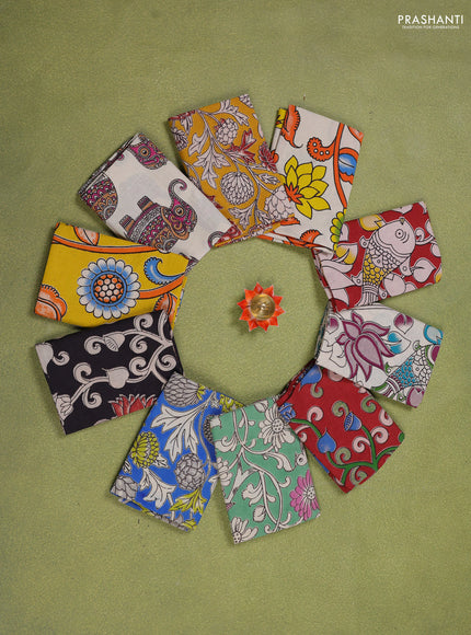 Kalamkari cotton blouse piece multi colour and Pack of 10
