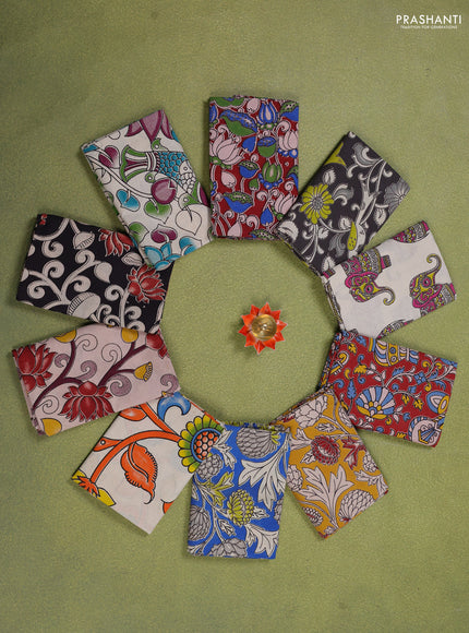 Kalamkari cotton blouse piece multi colour and Pack of 10