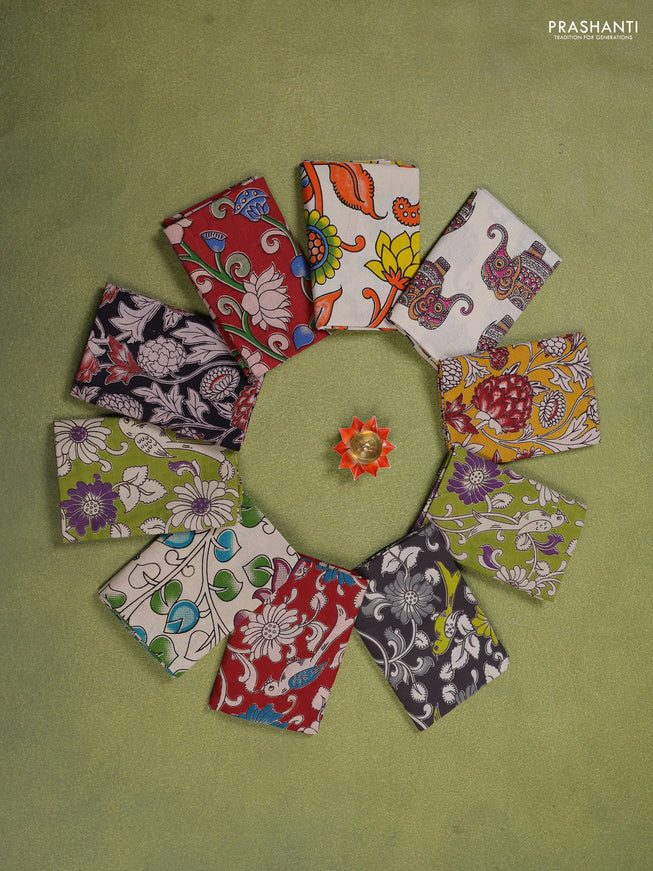 Kalamkari cotton blouse piece multi colour and Pack of 10