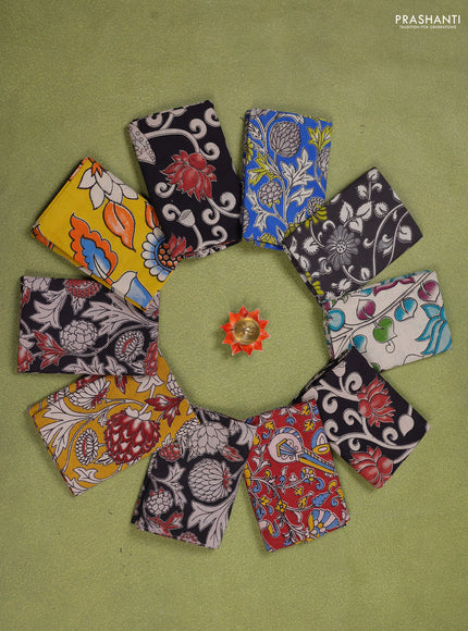 Kalamkari cotton blouse piece multi colour and Pack of 10