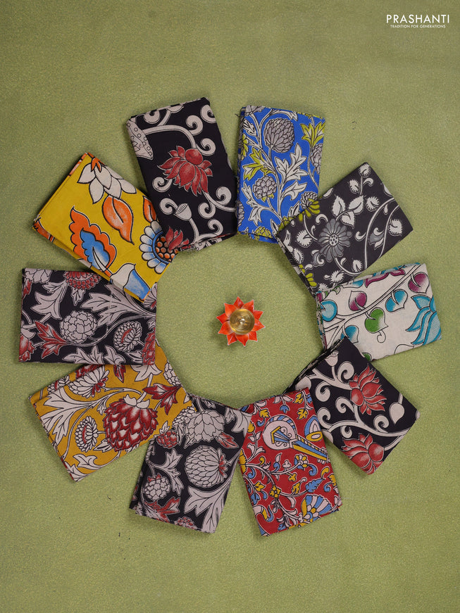 Kalamkari cotton blouse piece multi colour and Pack of 10