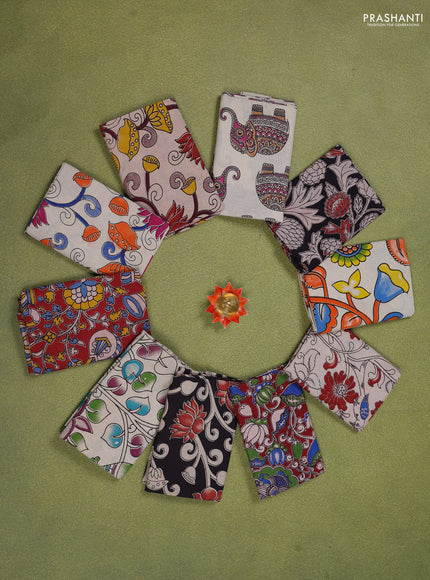 Kalamkari cotton blouse piece multi colour and Pack of 10