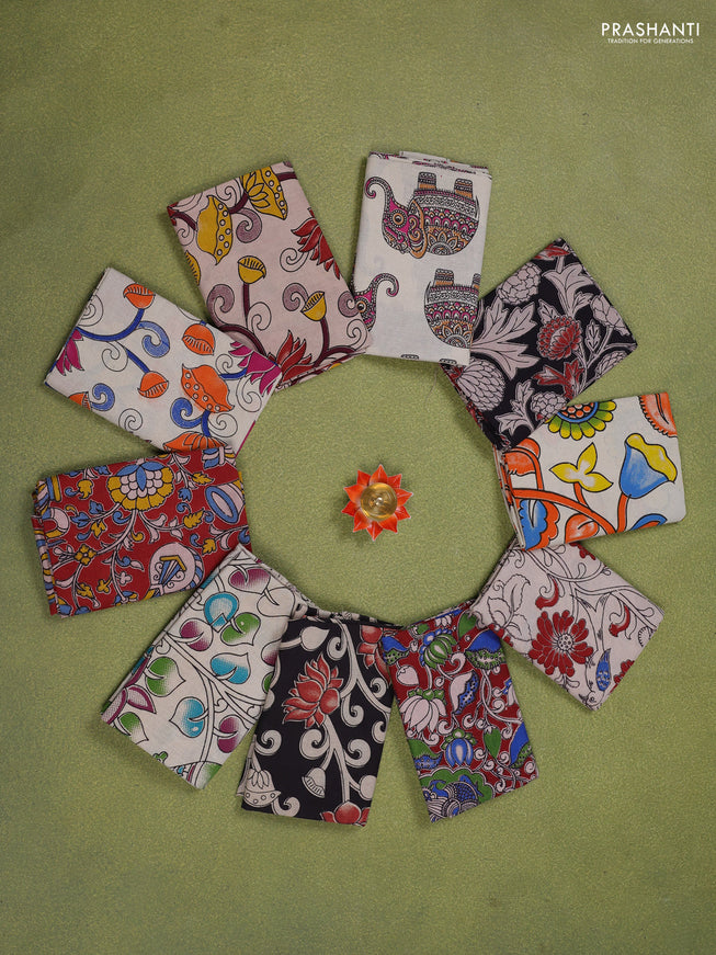 Kalamkari cotton blouse piece multi colour and Pack of 10