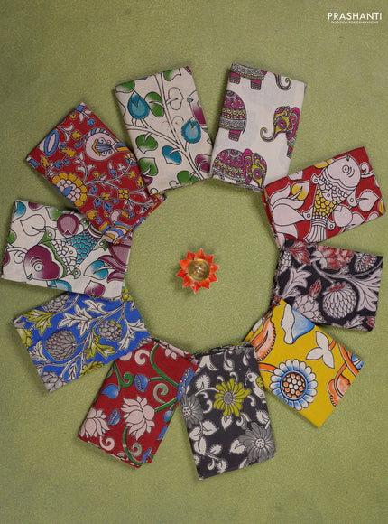 Kalamkari cotton blouse piece multi colour and Pack of 10