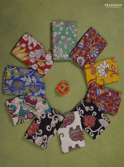 Kalamkari cotton blouse piece multi colour and Pack of 10