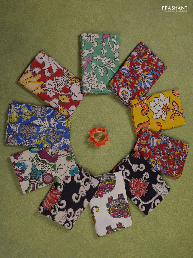 Kalamkari cotton blouse piece multi colour and Pack of 10