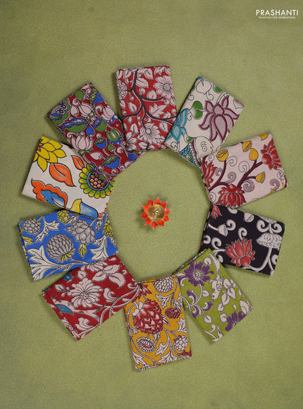 Kalamkari cotton blouse piece multi colour and Pack of 10