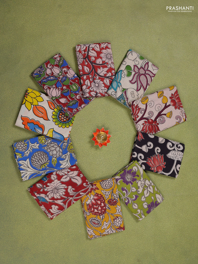 Kalamkari cotton blouse piece multi colour and Pack of 10