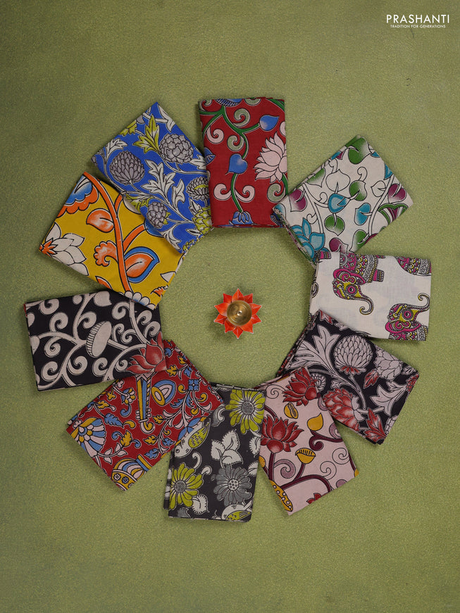 Kalamkari cotton blouse piece multi colour and Pack of 10