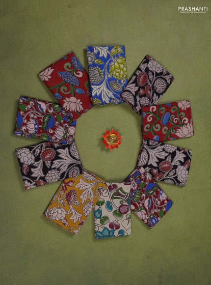 Kalamkari cotton blouse piece multi colour and Pack of 10