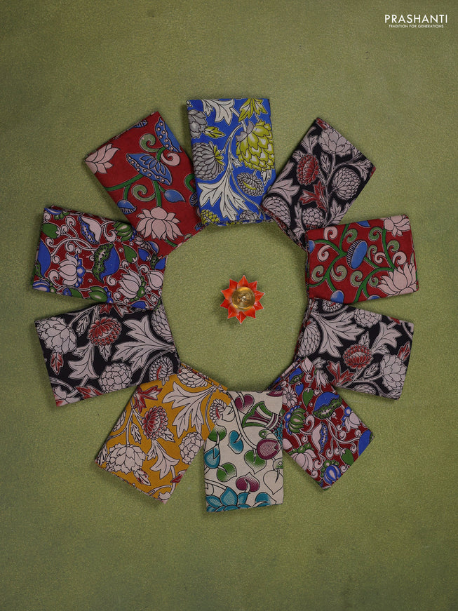 Kalamkari cotton blouse piece multi colour and Pack of 10