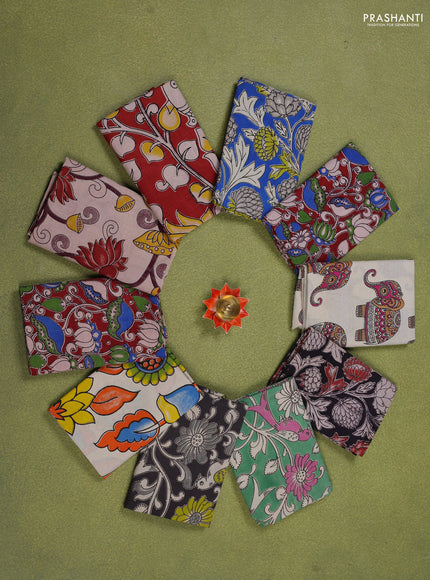 Kalamkari cotton blouse piece multi colour and Pack of 10
