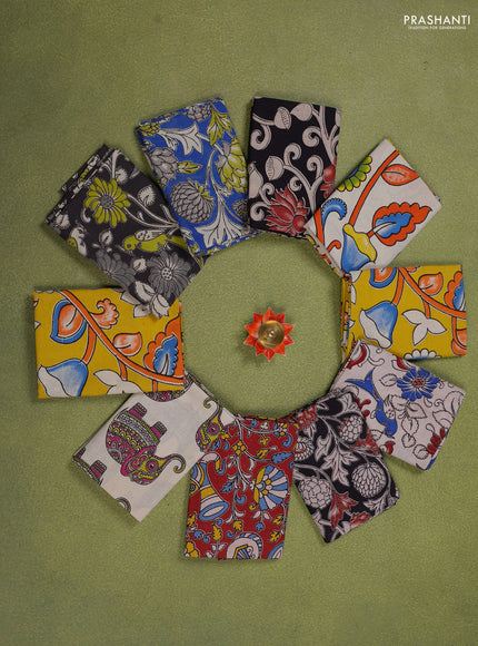 Kalamkari cotton blouse piece multi colour and Pack of 10