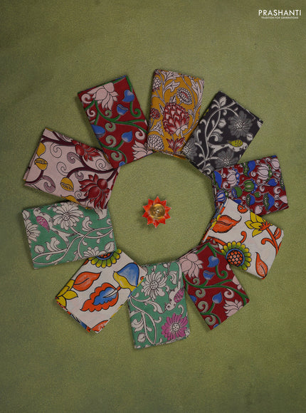 Kalamkari cotton blouse piece multi colour and Pack of 10