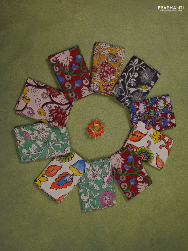 Kalamkari cotton blouse piece multi colour and Pack of 10