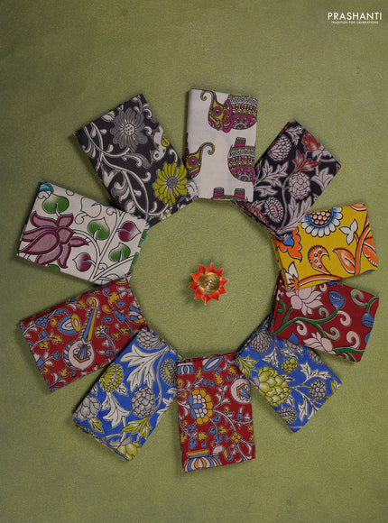 Kalamkari cotton blouse piece multi colour and Pack of 10
