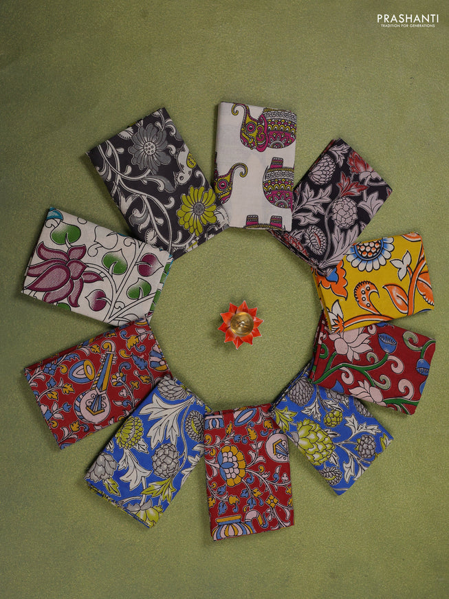 Kalamkari cotton blouse piece multi colour and Pack of 10