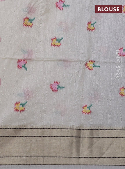 Semi Paithani Saree off white with zari woven buttas and muniya butta border