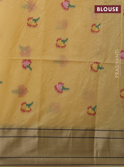 Semi Paithani Saree yellow with zari woven buttas and muniya butta border