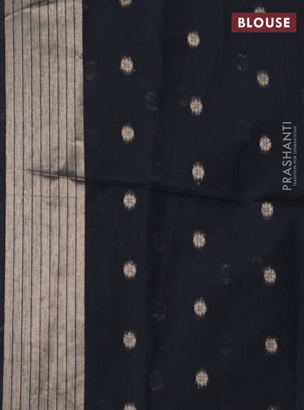Semi Paithani Saree black with zari woven buttas and parrot thread weaving pallu