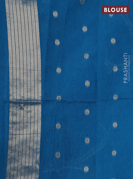 Semi Paithani Saree cs blue with zari woven buttas and parrot thread weaving pallu