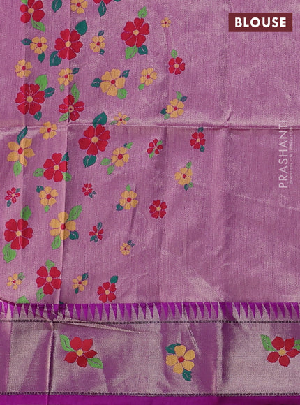 Semi Paithani Saree purple with zari woven buttas and parrot design paithani pallu