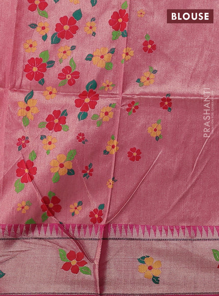 Semi Paithani Saree pink with zari woven buttas and parrot design paithani pallu