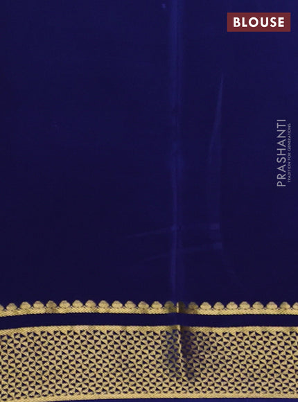 Pure mysore silk saree blue with embroided buttas and zari woven border