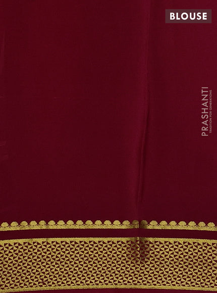 Pure mysore silk saree maroon with embroided buttas and zari woven border