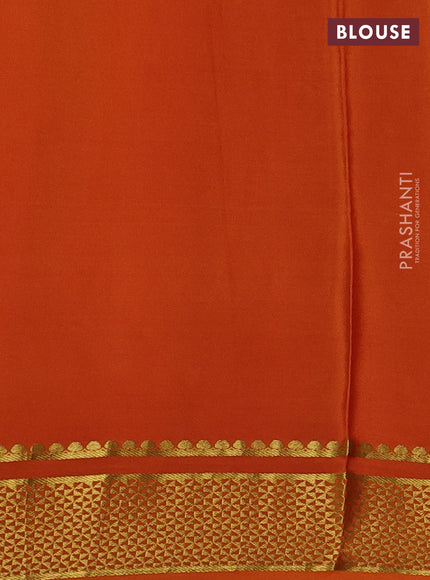 Pure mysore silk saree orange with embroided buttas and zari woven border