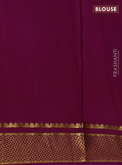 Pure mysore silk saree purple with embroided buttas and zari woven border
