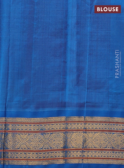 Silk cotton saree pink and cs blue with allover zari checked pattern & buttas and zari woven korvai border