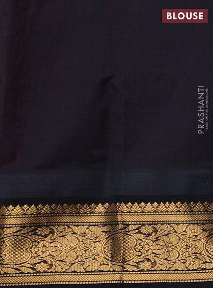 Kuppadam silk cotton saree pink and black with allover vairaosi pattern & zari buttas and zari woven korvai border