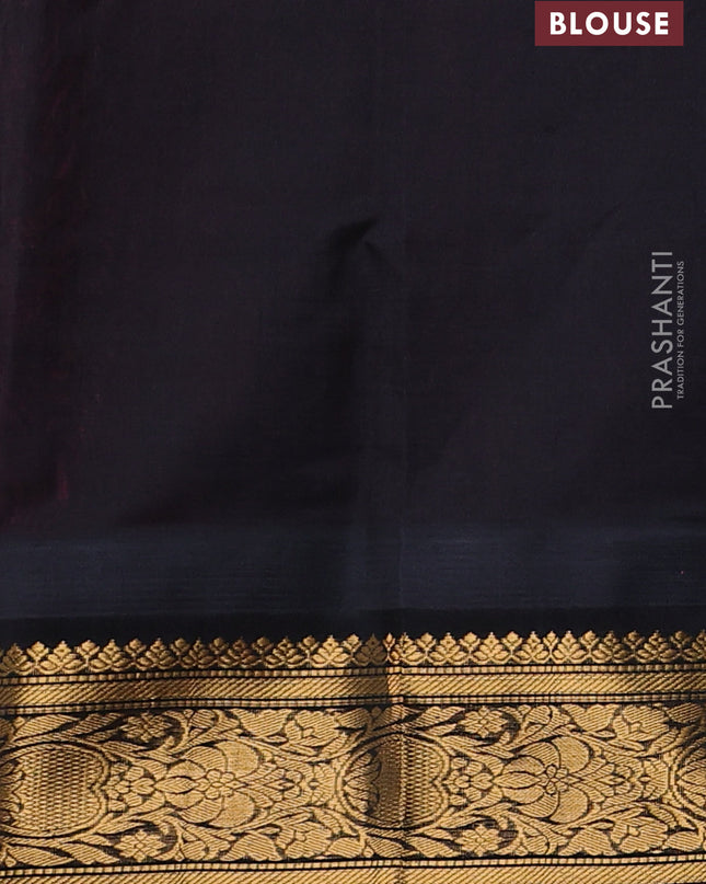 Kuppadam silk cotton saree pink and black with allover vairaosi pattern & zari buttas and zari woven korvai border