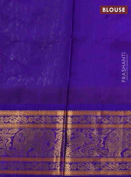 Kuppadam silk cotton saree teal green and blue with allover zari checks & lakshadeepam weaves and zari woven korvai border
