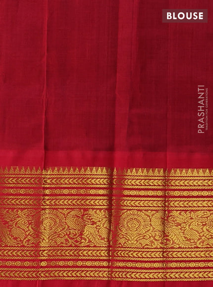 Silk cotton saree peacock blue and red with zari woven buttas and zari woven korvai border