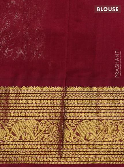 Silk cotton saree cream and maroon with zari woven buttas and zari woven korvai border
