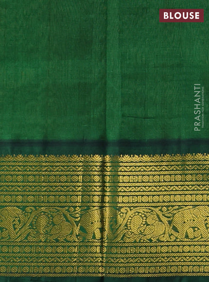 Silk cotton saree light green and green with zari woven buttas and zari woven korvai border
