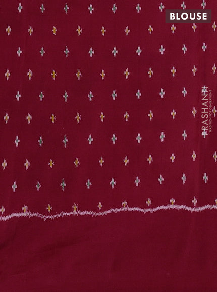 Pochampally silk saree off white and red with allover kalamkari digital prints and printed border