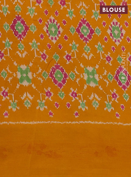 Pochampally silk saree cream and mustard yellow with allover digital prints and printed border