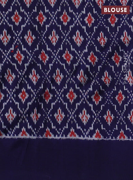 Pochampally silk saree cream and navy blue with allover digital prints and printed border