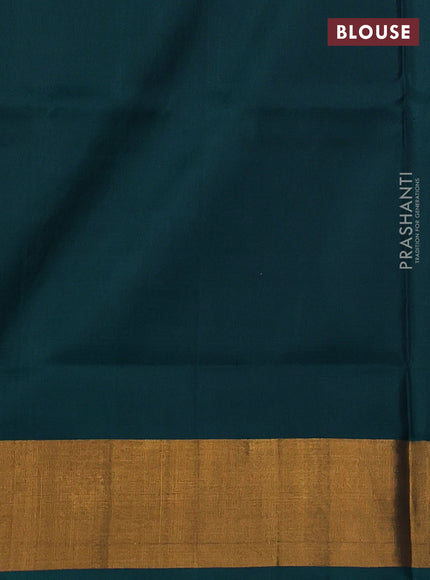 Pure uppada silk saree peacock green with silver & gold zari woven floral buttas and zari woven border