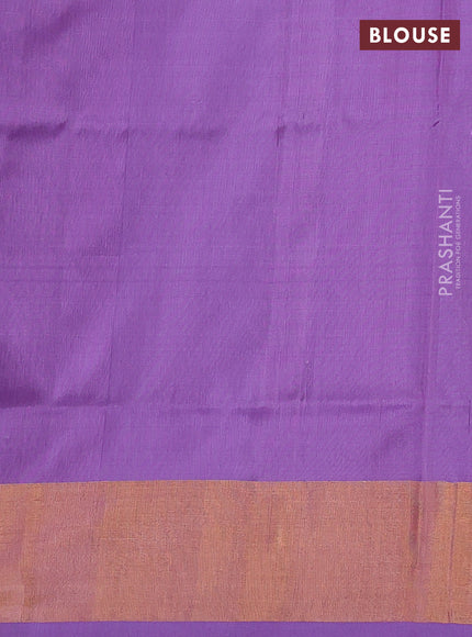 Pure uppada silk saree lavender with silver & gold zari woven floral buttas and zari woven border