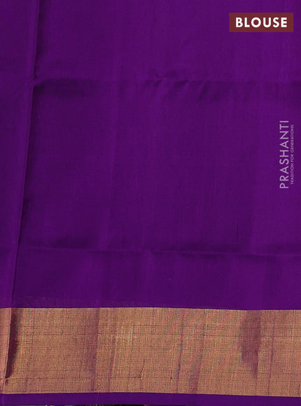 Pure uppada silk saree violet with silver & gold zari woven floral buttas and zari woven border