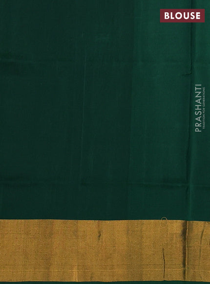 Pure uppada silk saree green with silver & gold zari woven floral buttas and zari woven border