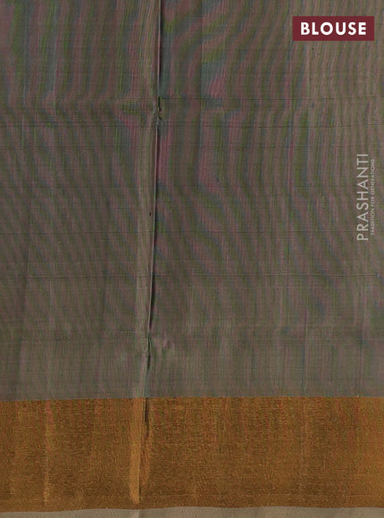 Pure uppada silk saree grey with silver & gold zari woven buttas and zari woven border