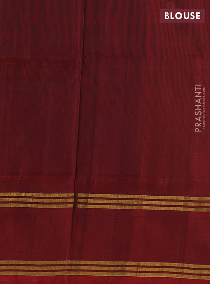 Pure uppada silk saree black and maroon with silver & gold zari woven buttas and rettapet zari woven border